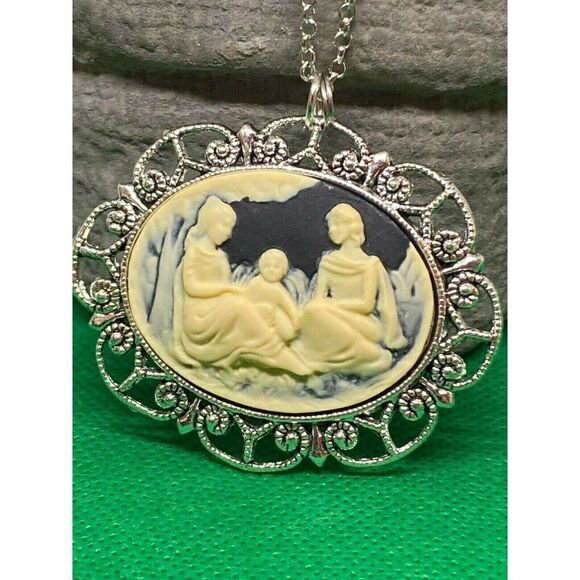 Victorian Garden Edwardian Jewelry Antique Silver Necklace Pendant MOM CHRISTMAS - Picture 1 of 5